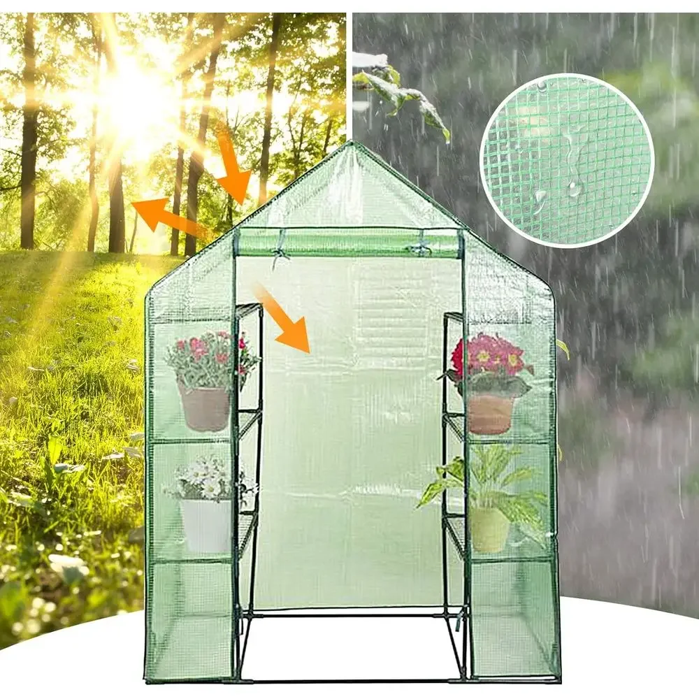 4-Tier Walk-In Greenhouse for Indoor/Outdoor Plant & Herb Growth, 56x29x77