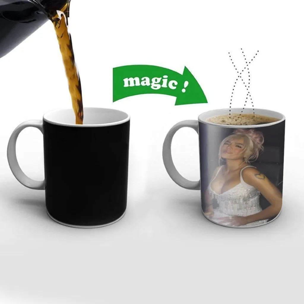 Singer karol g Mugs Cup Changing Color Magic Mugs Heat Sensitive Tea Cup Coffee Mug Gift Mug Drop Shipping