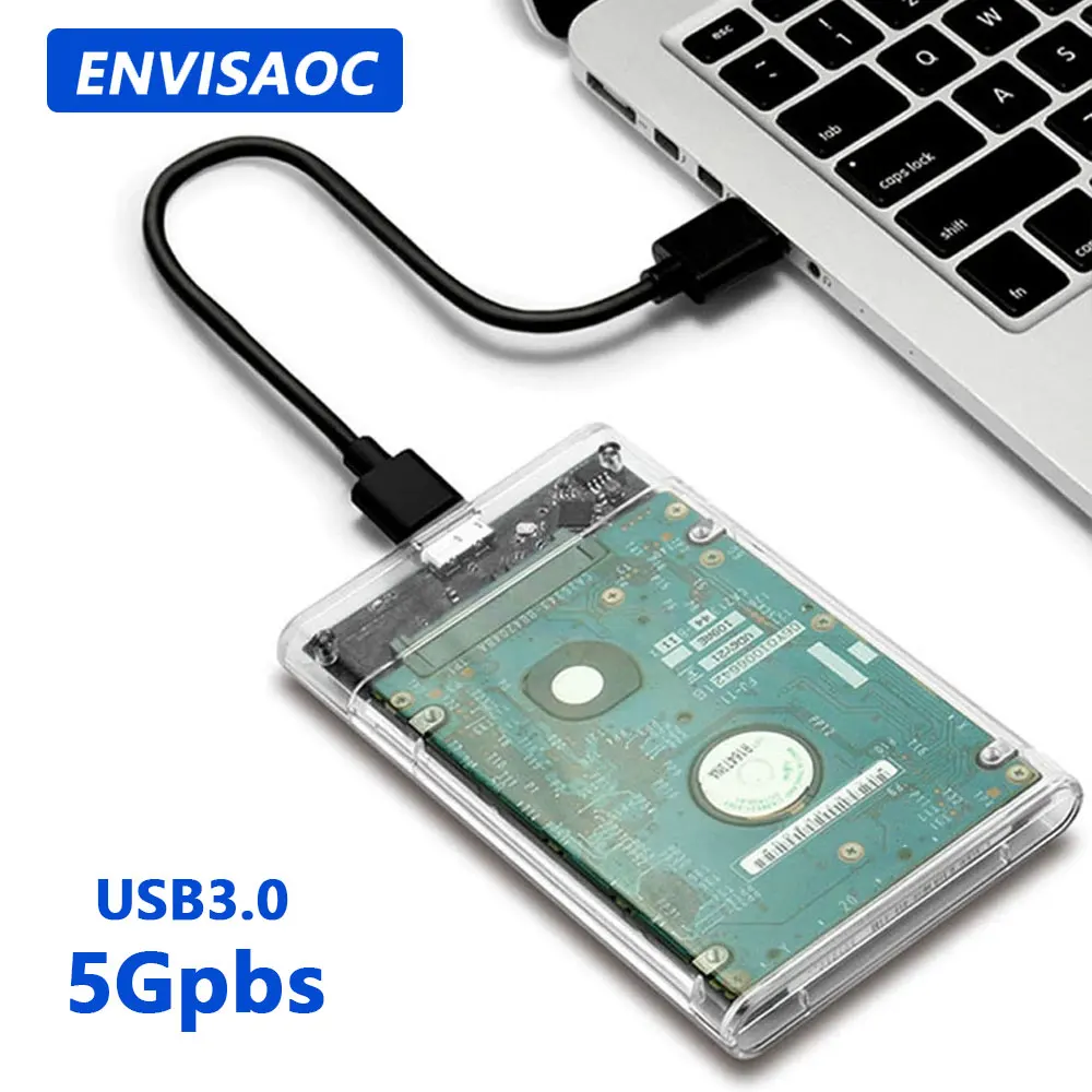 투명 HDD 케이스 SATA-USB 3.0 하드 드라이브 인클로저 케이스, HDD SSD 디스크 박스용 외장 2.5 인치 HDD 인클로저, UASP 지원 