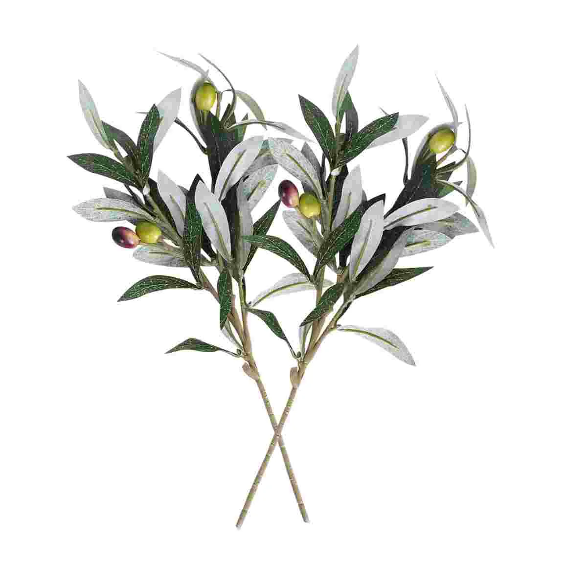 

2 Pcs Artificial Olive Branch Simulation Wedding Ornament Olives Flower Arrangement Supplies