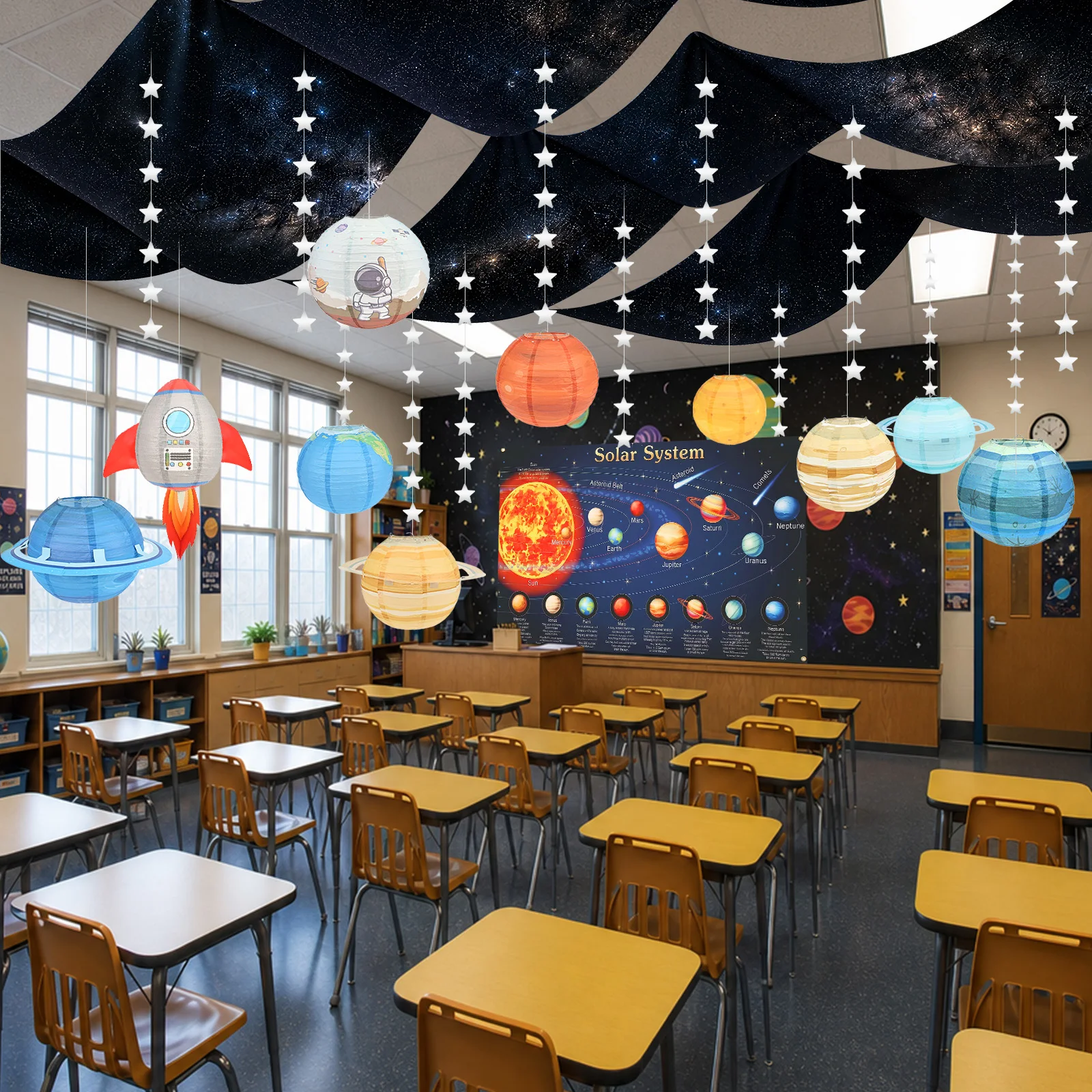 space-themed-ceiling-wall-decor-kit-full-party-decoration-set-star-banners-planet-astronaut-rocket-lanterns-educational-space