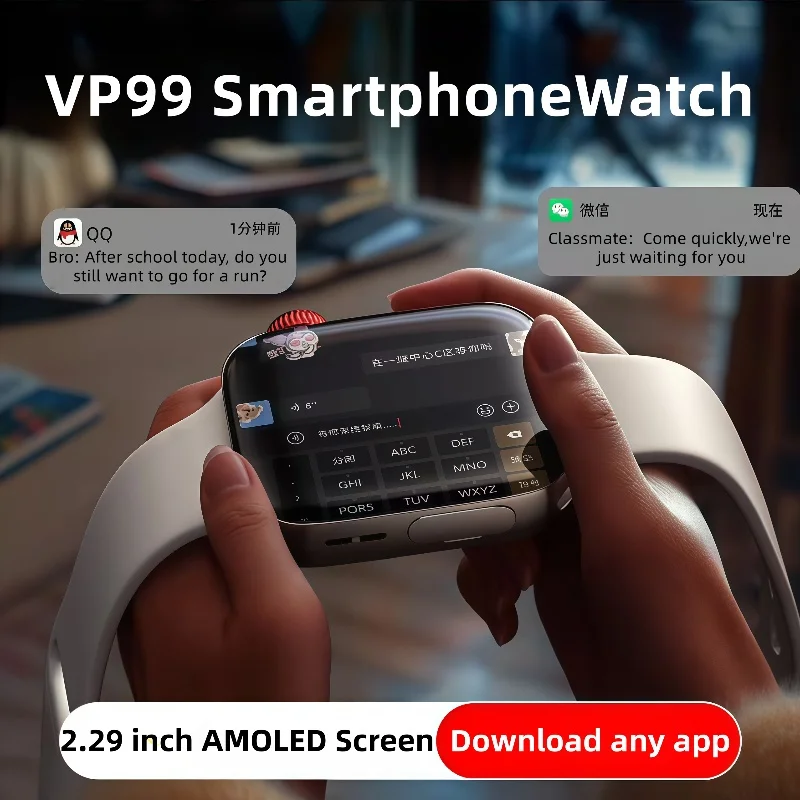 VP99Smartwatch 4G Amoled شاشة ساعة ذكية مع 180 °   كاميرا دوارة Global Talk GPS WIFI Sim فتحة بطاقة Sim ساعة رياضية