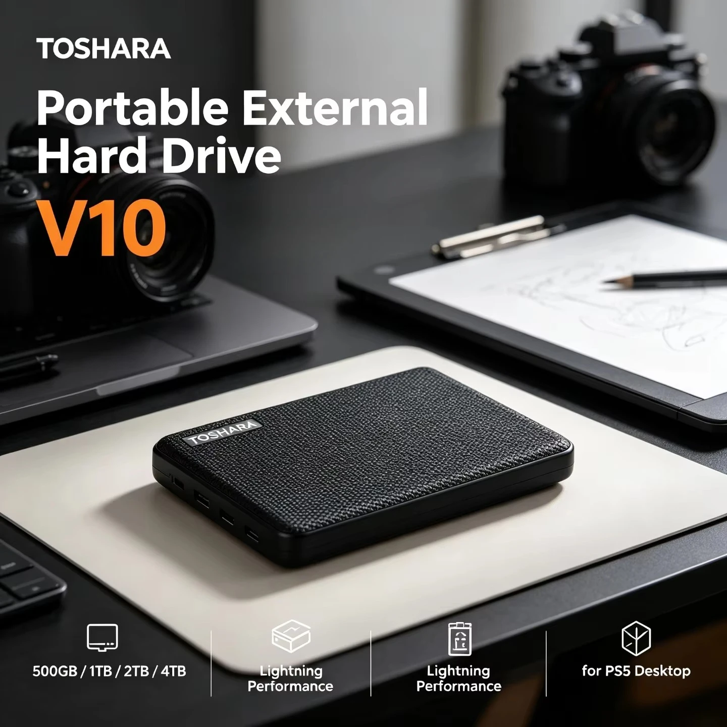 Pocket-Sized TOSHARA Portable External SSD 500GB 1TB 2TB 4TB Capacities for Gaming PS5 Desktop Laptop Wide Compatibility