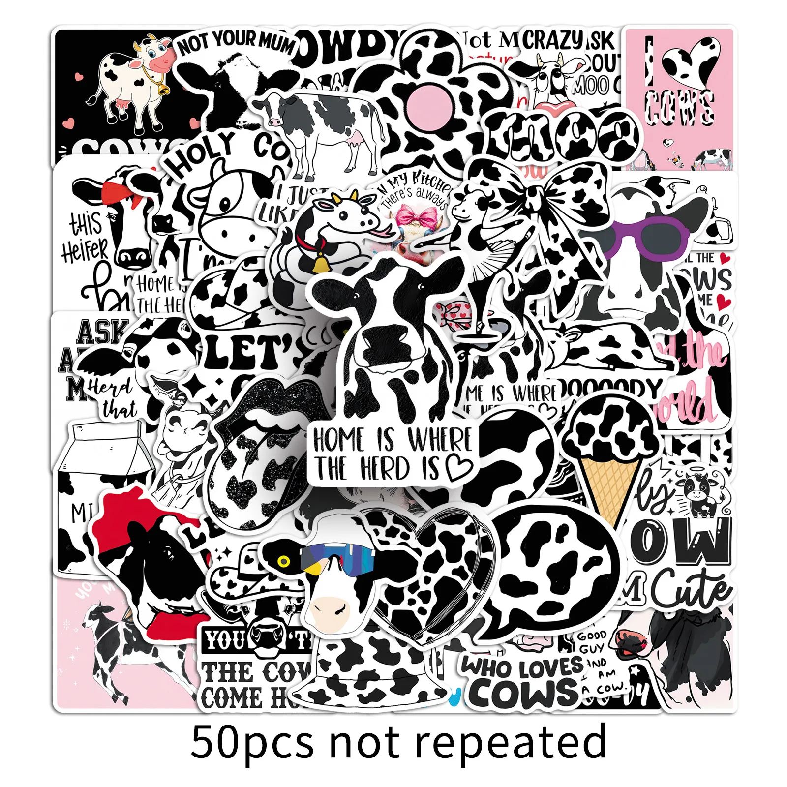 10/50PCS Cartoon Cute Cow Fun Sticker DIY Decoration Mobile Phone Case Notebook Water Cup Waterproof Toy Gift Sticker