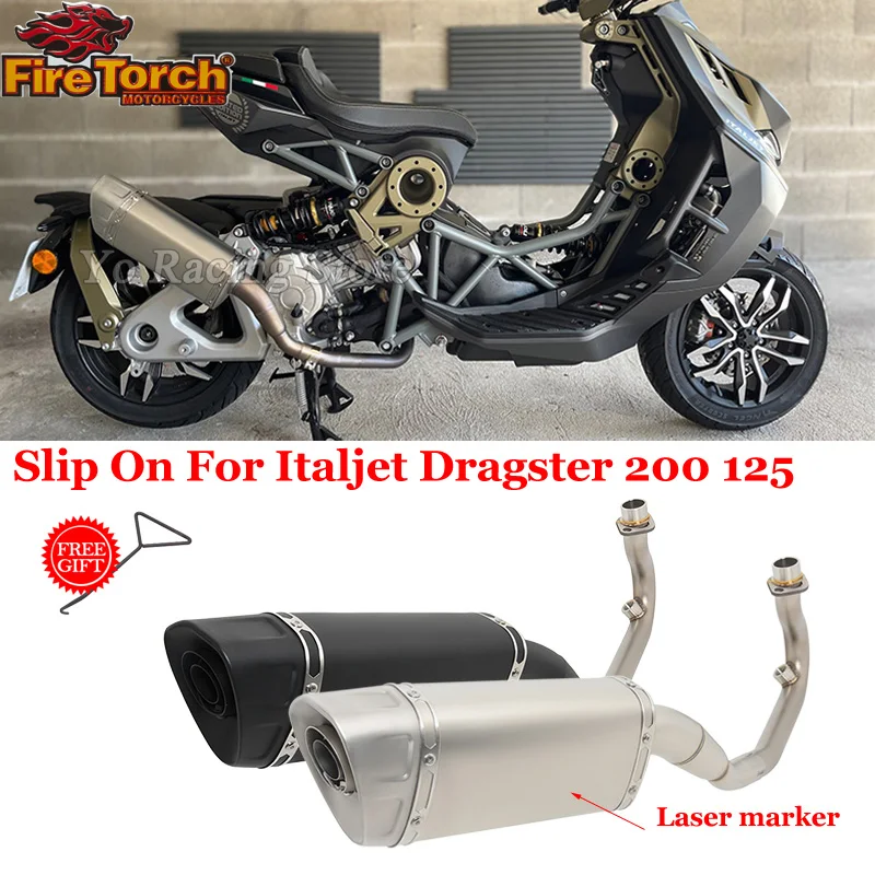 

Motorcycle Exhaust Escape Full System Modify Muffler With DB Killer Front Middle Link Pipe Slip On For ITALJET Dragster 125 200