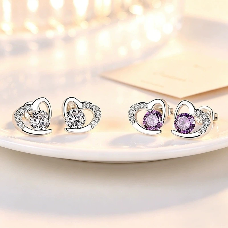 XIYANIKE Exquisite Hollow Heart Zircon Ear Stud Piercing Earrings For Women Girl Fashion New Jewelry Gift Party серьги женские