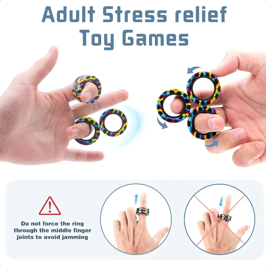 Anelli magnetici Fidget Toy Set Idea ADHD Fidget Toys Magneti Fidget per adulti Anelli Spinner per terapia di sollievo dall'ansia Fidget Pack G
