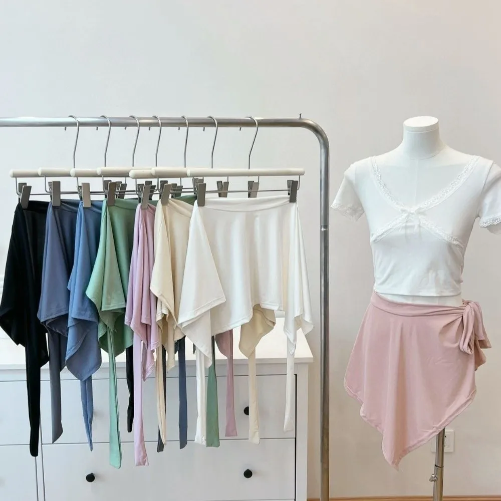 

Multifunctional Tie Up Yoga Skirt Portable Solid Color Running Butt Curtain Asymmetrical Design Anti-Exposure
