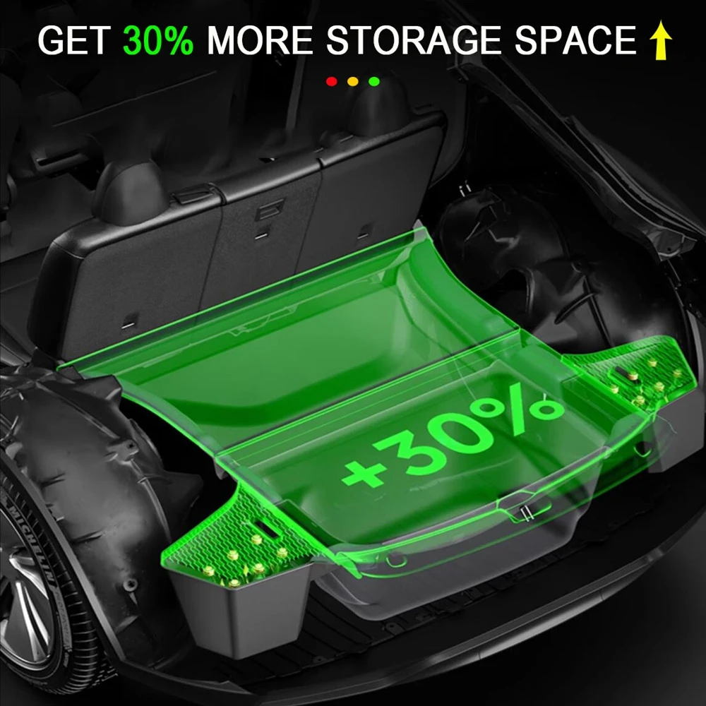 テスラ モデルY ジュニパー 2025 リアトランク サイド収納ボックス カーゴオーガナイザー TPEビンボックス フロッキングマット パーティションボード アクセサリー