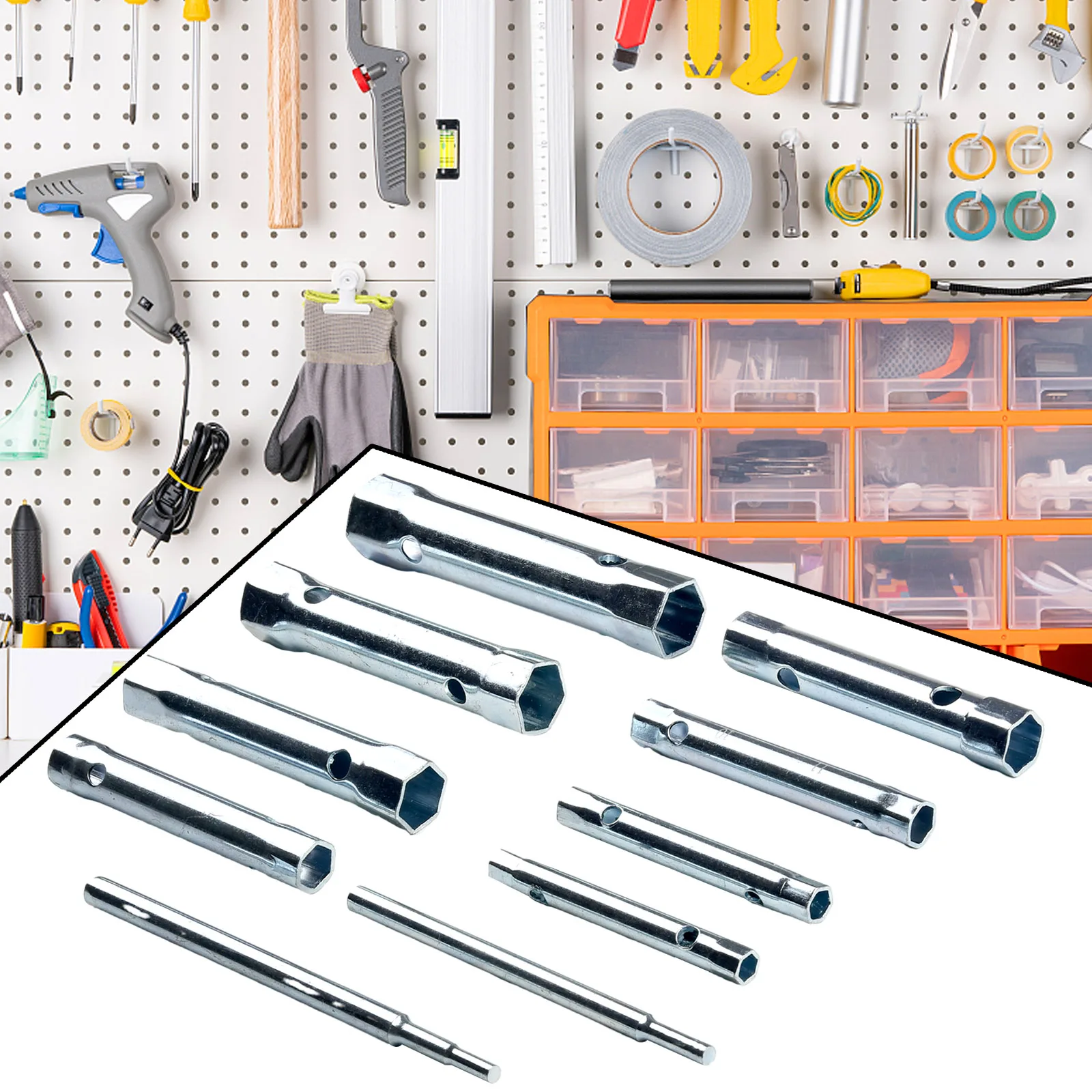10pcs 6-22mm Metric Tubular Box Wrench Set Tube Bar Hollow Socket Filter Wrench For Accessing Nuts Bolts In Hard To Reach Places