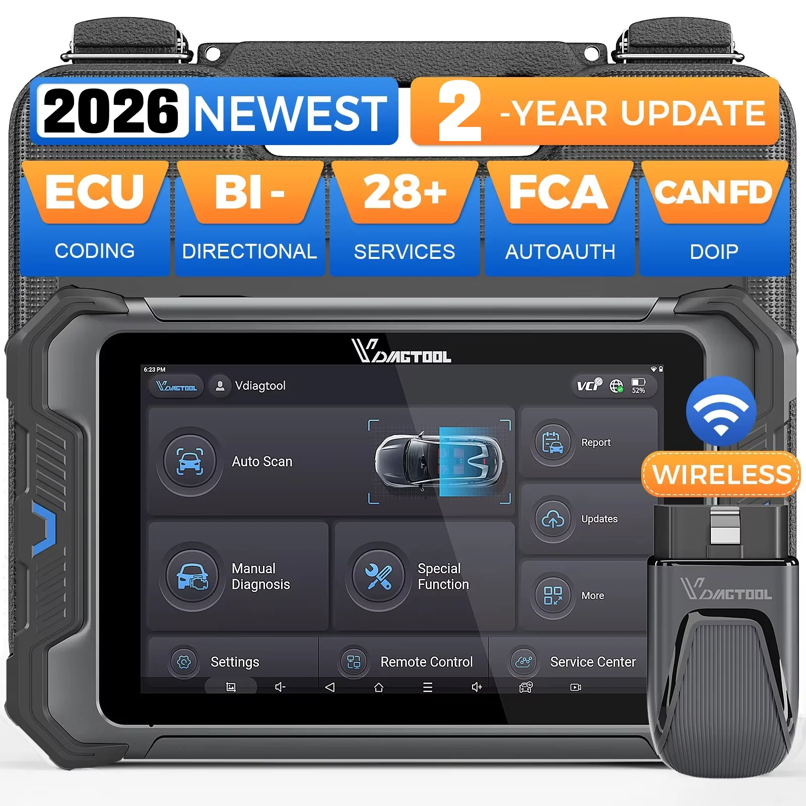 VDIAGTOOL VD80BT Lite outil de Diagnostic Bluetooth Scanner OBD2 28 fonction de réinitialisation codage ECU Scanner bidirectionnel CANFD DOIP FCA