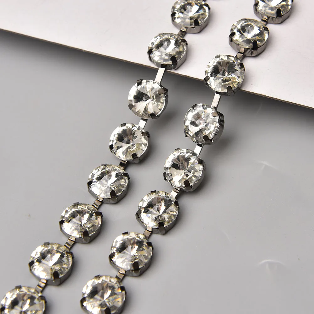 Handmade 12mm Round Satellite Rhinestone Welding Claw Chain Sew on Crystal Trimming DIY Jewelry Clothing Shoe Bag Decoration