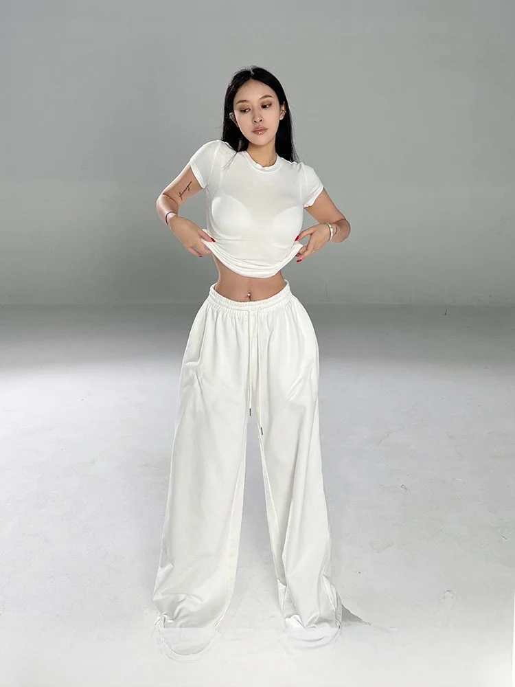 

Angelaewang American Sle Hot Girl White Slim Fit round Ne T-irt Women Summer New Basic Little White T Cotton Casual ...