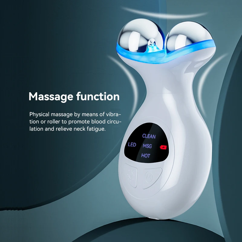 7-Color LED Roller Neck Massager – Infrared Light Therapy Neck Firming Device, Electric Vibrating Neck Lift Massage Tool for Ski