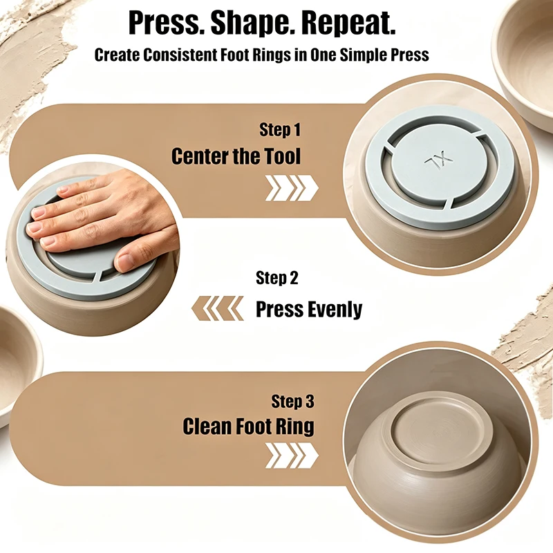 5 Sizes Pottery Foot Ring Template Consistent Base Ring Mold Lightweight Ceramic Clay Trimming Tool DIY Ceramic Making Supplies