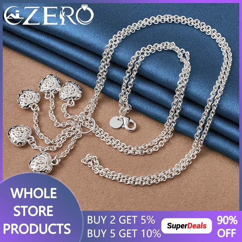 

ALIZERO 925 Sterling Silver Five Heart Pendant 18 Inch Chain Necklace For Women Wedding Engagement Party Fashion Jewelry