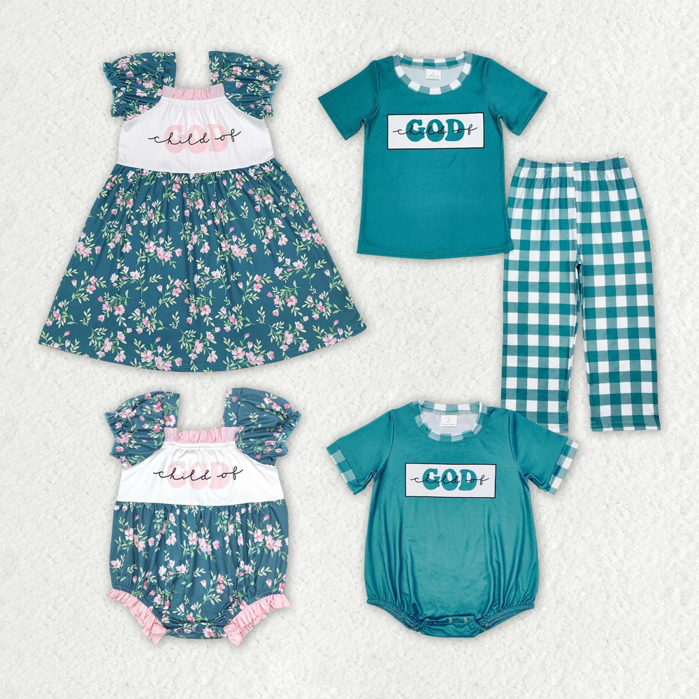 

Kids Sibling Match Clothes Short Sleeve Top With Pants Set And Romper Letter Print Baby Summer Boutique Outfits