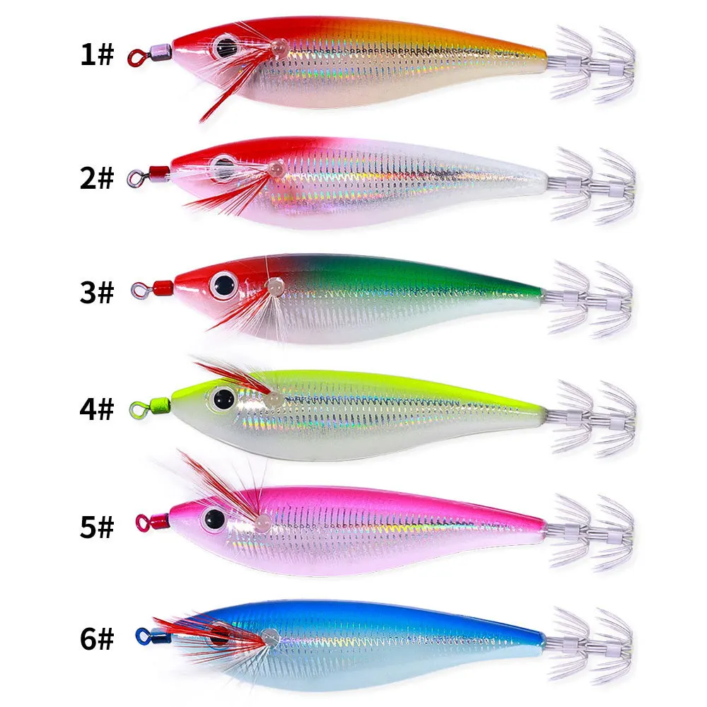 Sea.Yolo 10cm10g Luminous Fishing Lure Wood Shrimp Bait Artificial Squid Hook Octopus Cuttlefish Hard Baits For Sea Fishing