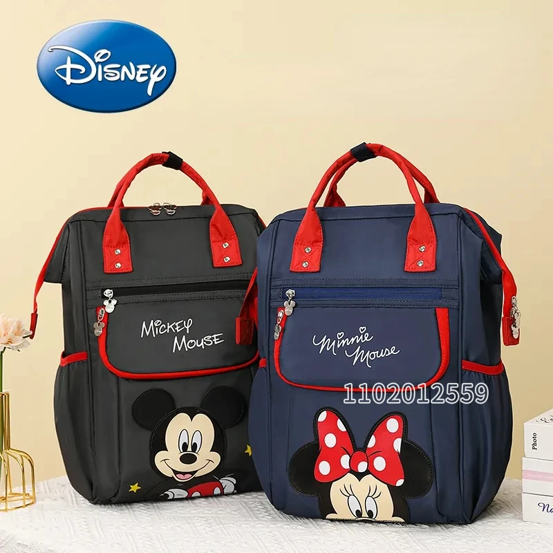 Disney-Bolsa de pañales de Mickey para bebé, mochila Original de marca de lujo, bolsa de pañales de bebé de dibujos animados, gran capacidad,