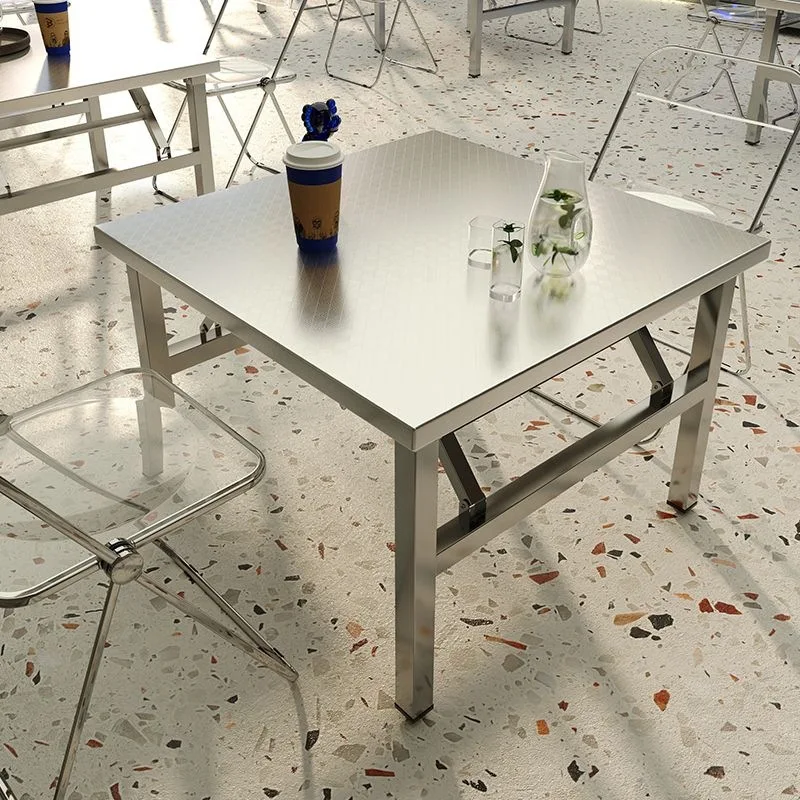 Stainless steel folding table simple household square dining table outdoor portable commercial stall rental house table