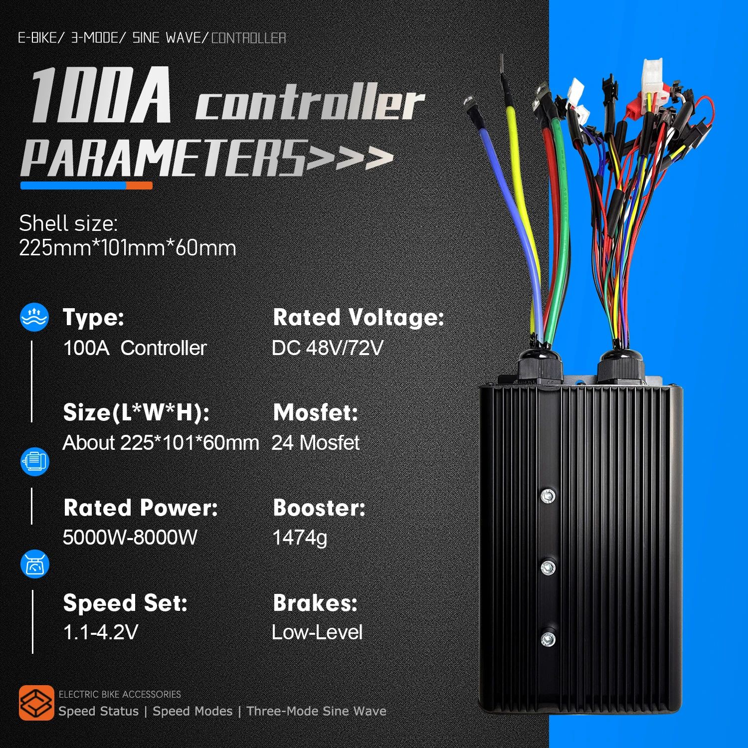 72V 100A Sabvoton Controller - Electric Bike 48V 72V 100A Three-Mode