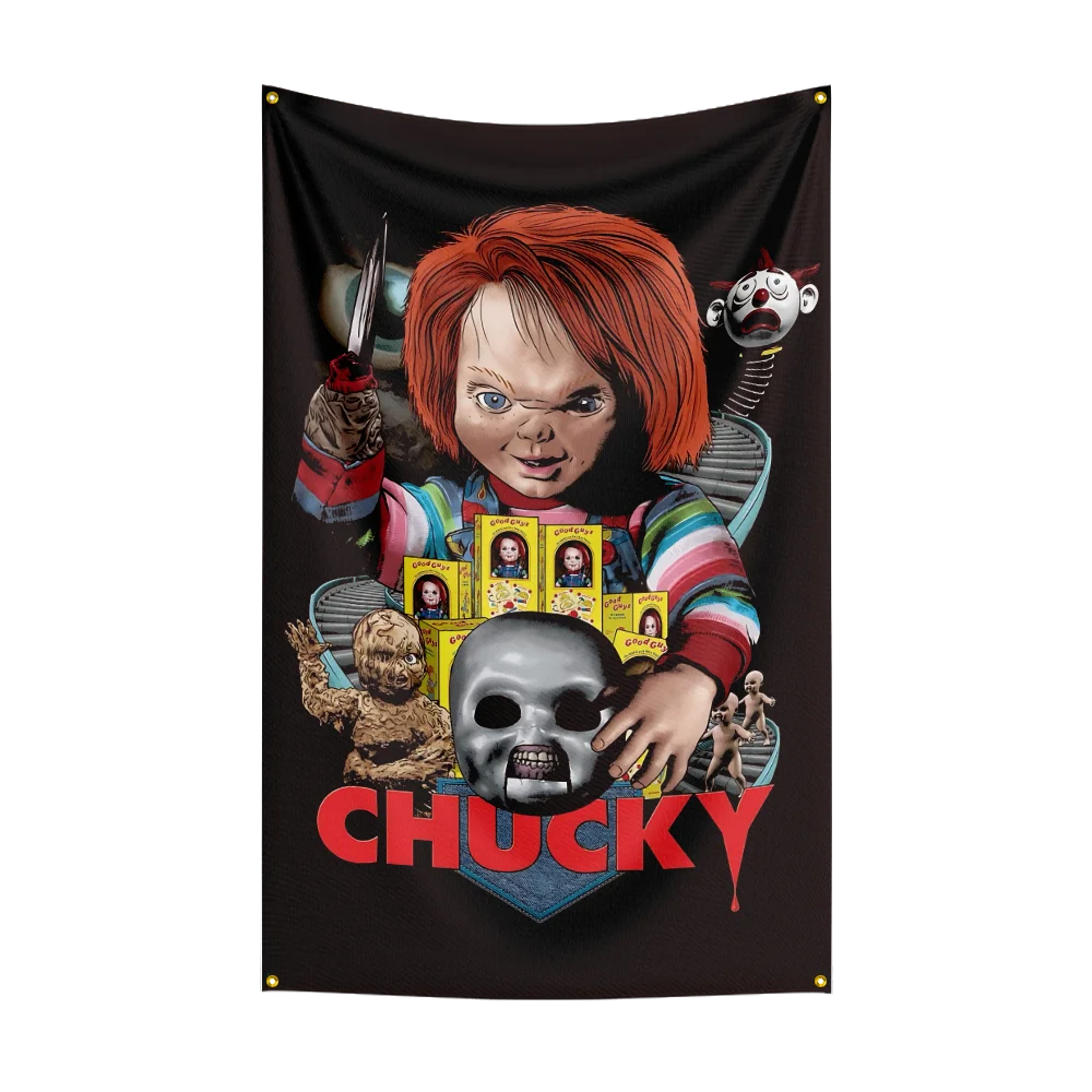 3x5 Ft C-Chuckys Child's Plays Flag Classic Horror Movie Flag Halloween Wall Hanging Banner Decor Movie Poster