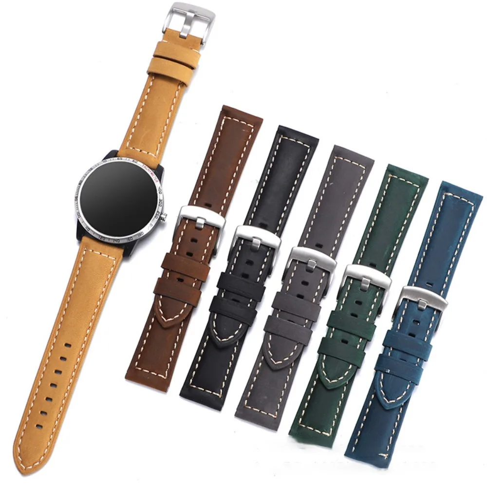 Correa de reloj de cuero genuino para hombre y mujer, correa negra y marrón de reloj de 20/22mm, decoración de verano para Huawei WATCH3 GT3 Pro/Samsung S1
