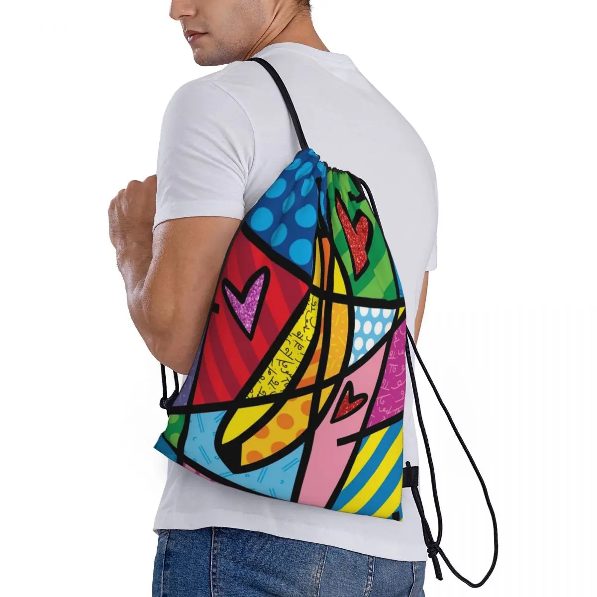 Benutzer definierte Muster Logo Kordel zug Tasche Britto Anime Reise rucksack Student Aufbewahrung tasche Schult asche ꦫ