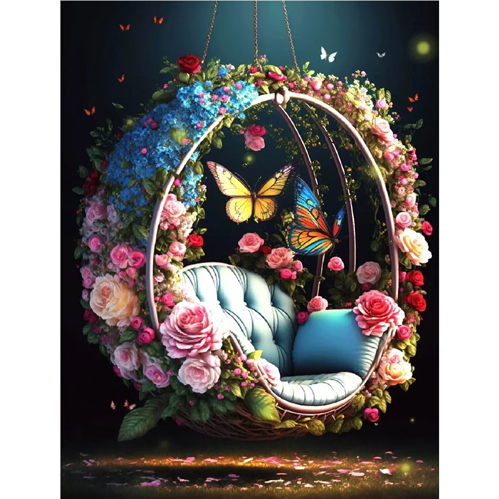 

5D Diamond Embroidery Butterfly Cradle Full Square Diamond Painting Flower Picture Of Rhinestone Mosaic Home Decoration Gift