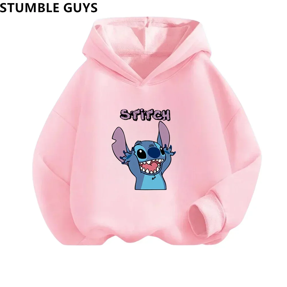 Stitch Trucksuit Sweatshirt Hoodies Letter Kawaii Fashion Pullover Anime Manga Cartoons Girls Boy Kids Casual Clothes Tops