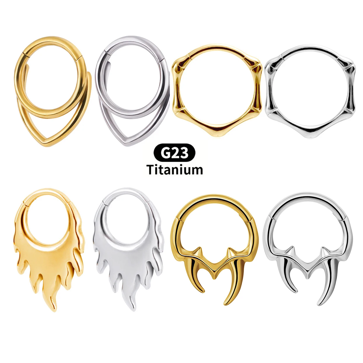 

G23 Titanium Hinged Segment Ring Nose Septum Hoop Cartilage Ear Piercing Jewelry for Women and man