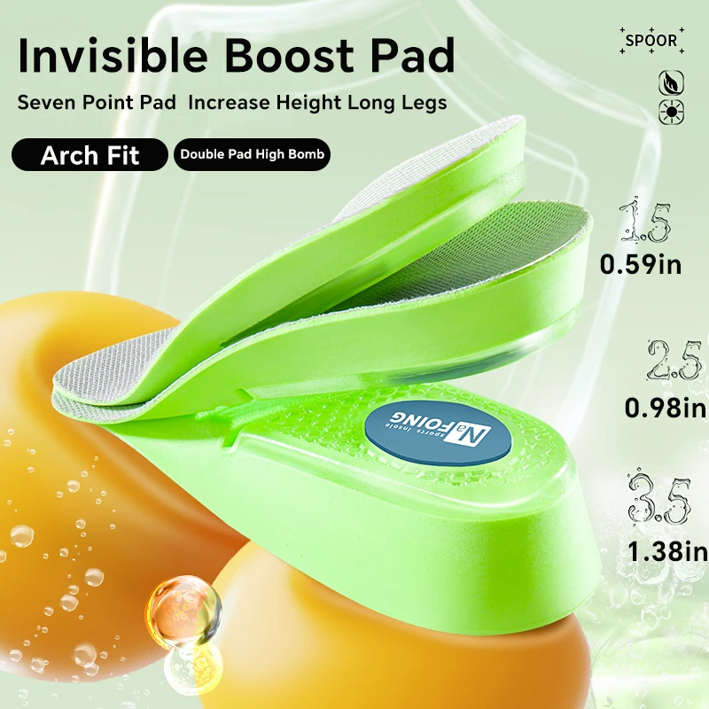 1 paar Hoogte Toename Inlegzolen Schoenen Platvoeten Steunzool Orthopedische Inlegzolen Sneakers Hak Lift Half Schoen Pads Hoogte Boosters