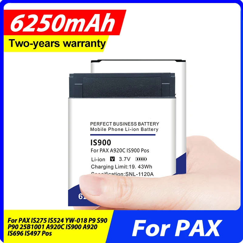 High Quality DaDaXiong Battery For PAX IS057 IS524 P90 25B1001 YW-018 P9 S90 A920C IS900 A920 IS696 IS497 Pos