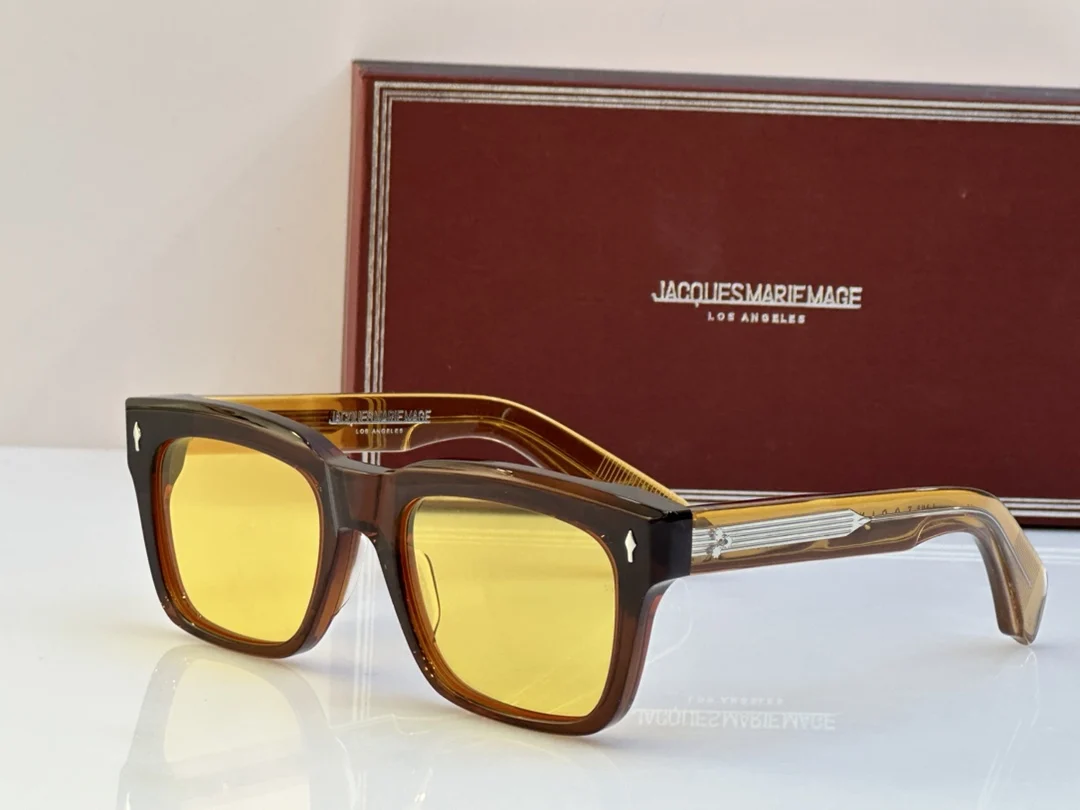 جاك ماري ماج اليدوية مربع سميك خلات النظارات الشمسية Uv400 الرجال الكلاسيكية خمر اليابان مصمم العلامة التجارية النظارات مع حافظة