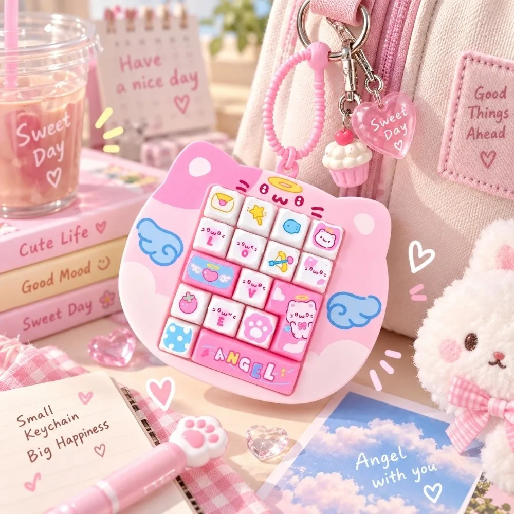 16 Key Fidget Button Cat Shape Cute Design Mini Keyboard Pendant Creative Style Bag Hanging Ornament Fingertip Button Keyring