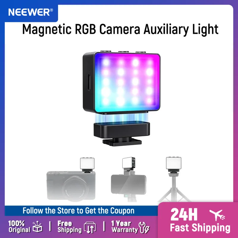 

NEEWER Basics Magnetic RGB Camera Auxiliary Light Cold Shoe LED Panel Video Photo Fill Lighting for DSLR Action Cam