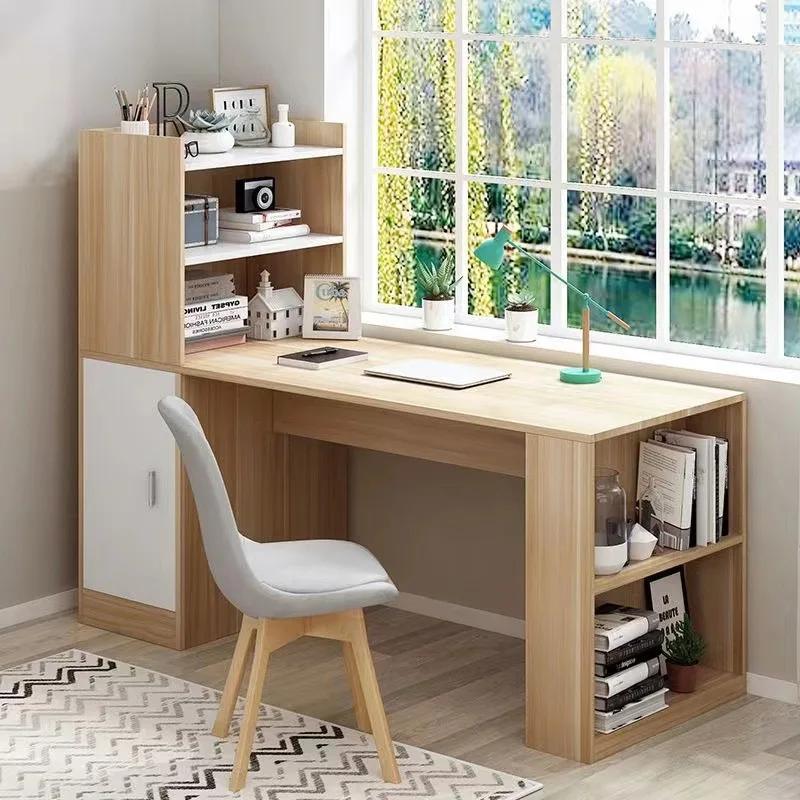 

Computer desk desktop simple household student single study table simple small desk bookshelf combination integrated table