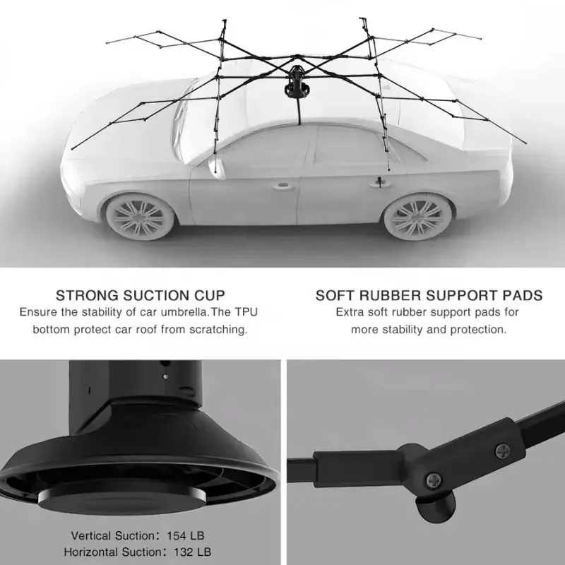 Hot Selling Auto-Folding Car Cover Anti-UV Sun Shade Made of Polyester for Outdoor Use and Roof Protection Like an Umbrella 4
