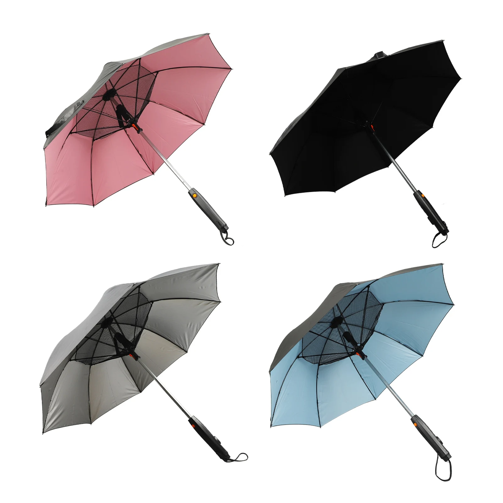Sun Umbrella with Fan and Sprayer 8 Ribs Portable 3 in 1 UV Blocking Umbrella for Outdoor Summer Umbrella with Fan and Sprayer