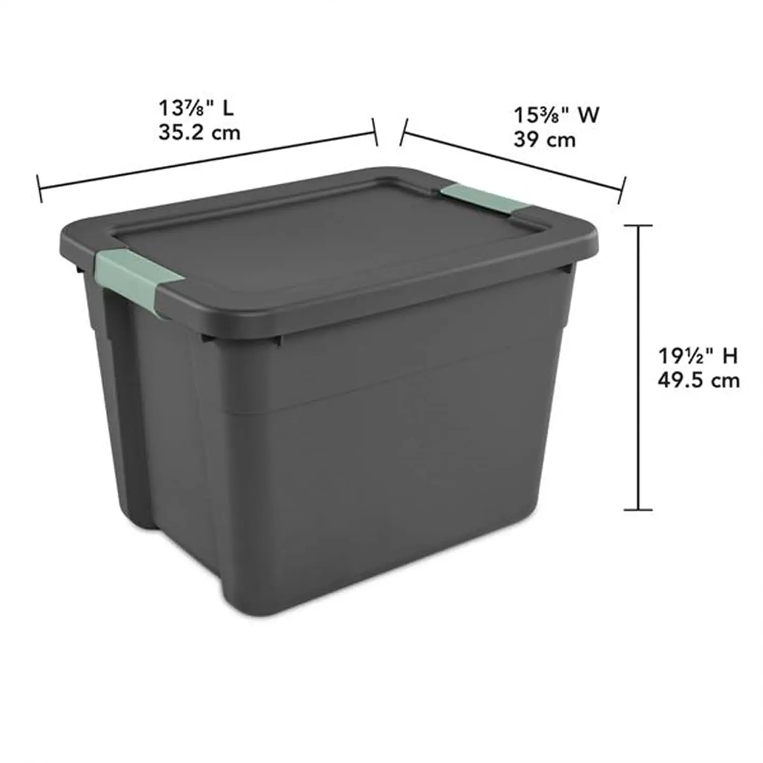 Stackable Plastic Storage Container 12 Gallon Gray Green Latch Tote 24 Pack, Customized