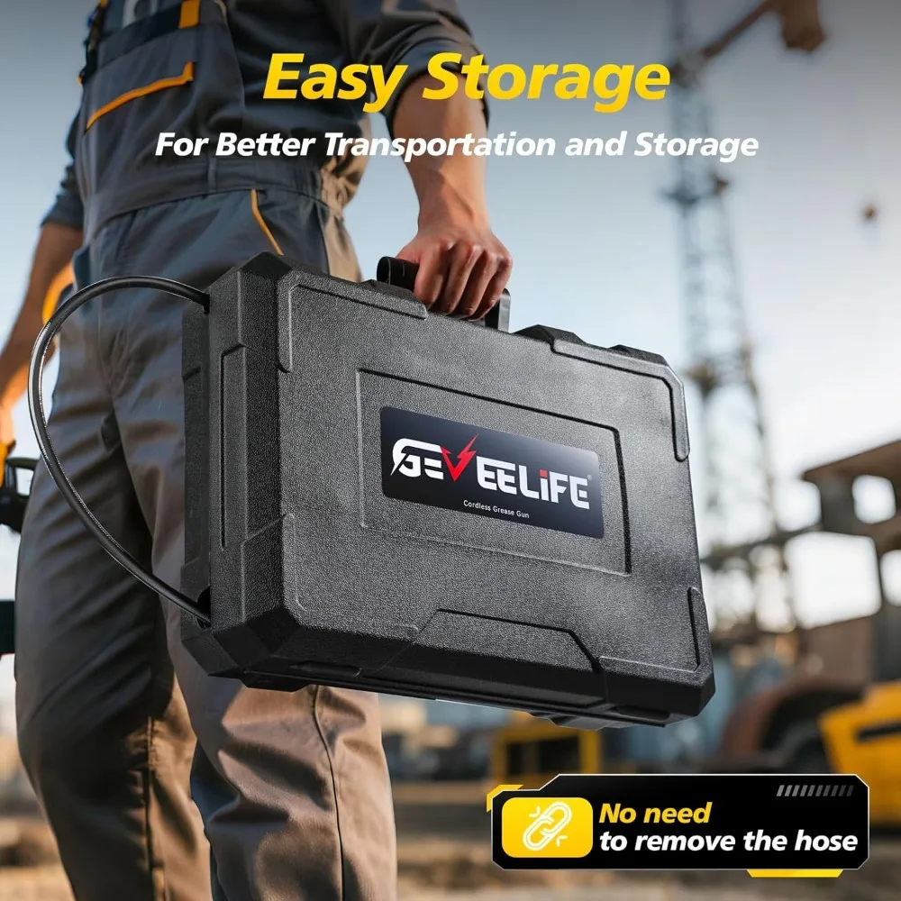 مسدس شحم كهربائي 2025 تصميم 2 في 1 مطور مع بطاريات 2 × 4000 مللي أمبير في الساعة وشاحن سريع و90 ° مقرنة دوارة، 12000 رطل لكل بوصة مربعة تعمل #6