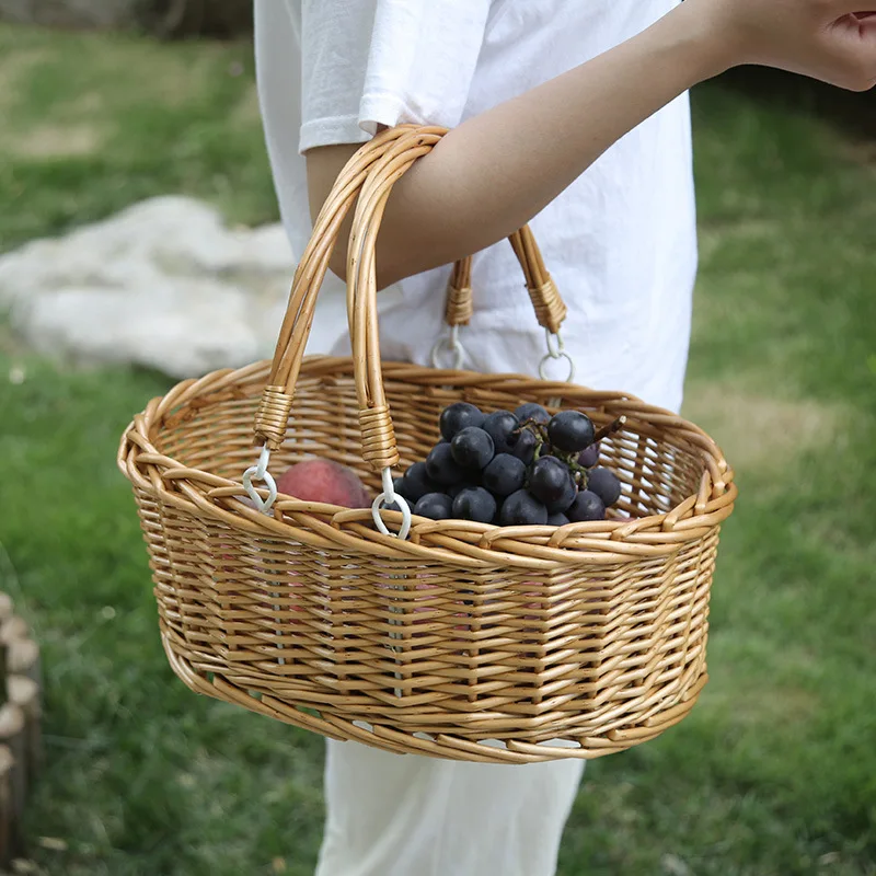 

Rattan Picking Travel Holiday Picnic Bamboo Fruit Basket Gift