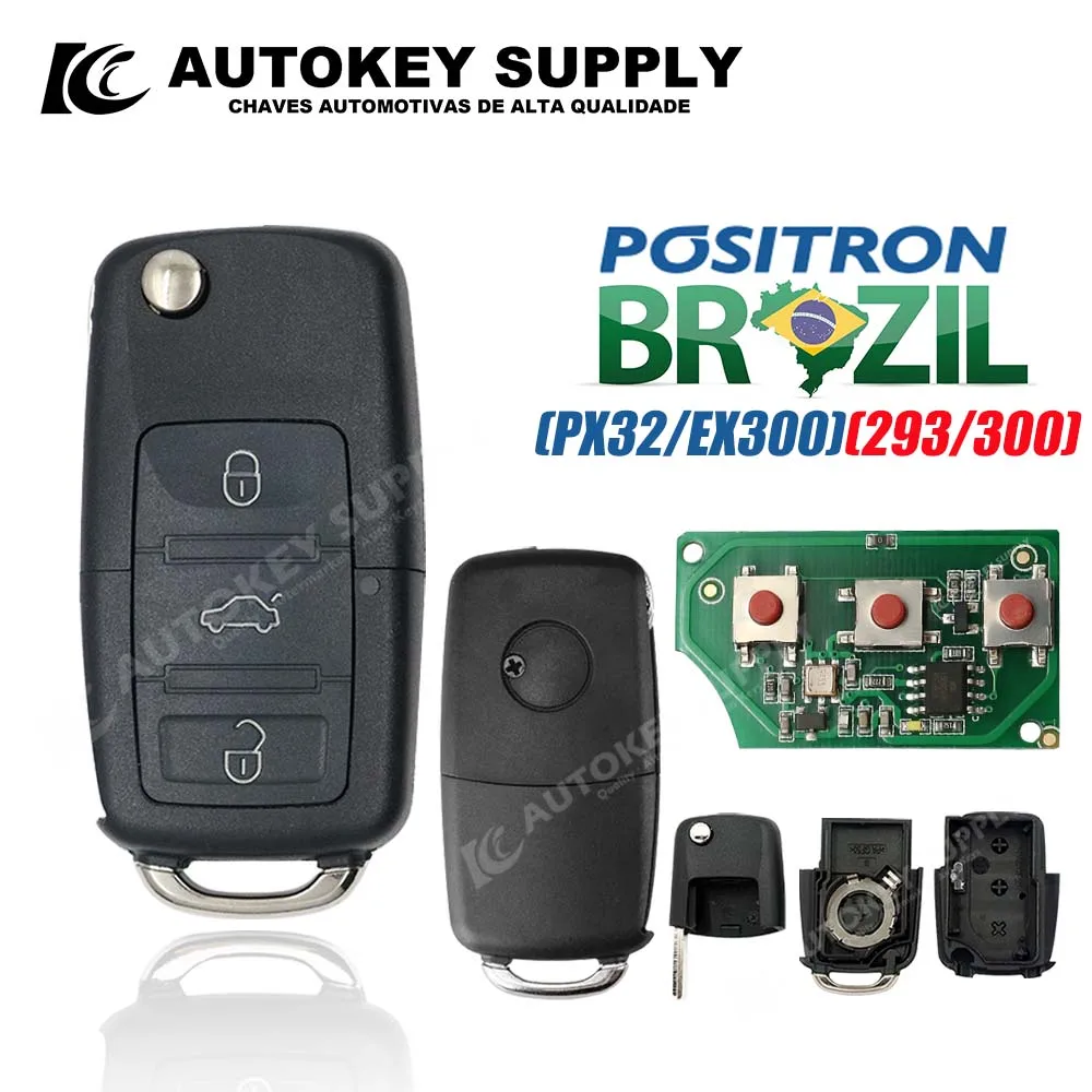 

Autokeysupply AKBPCP077 6P20 Remote Key Car-Styling Program Flip 433MHZ Chip High-Quality Shell White Light For Positron Flex