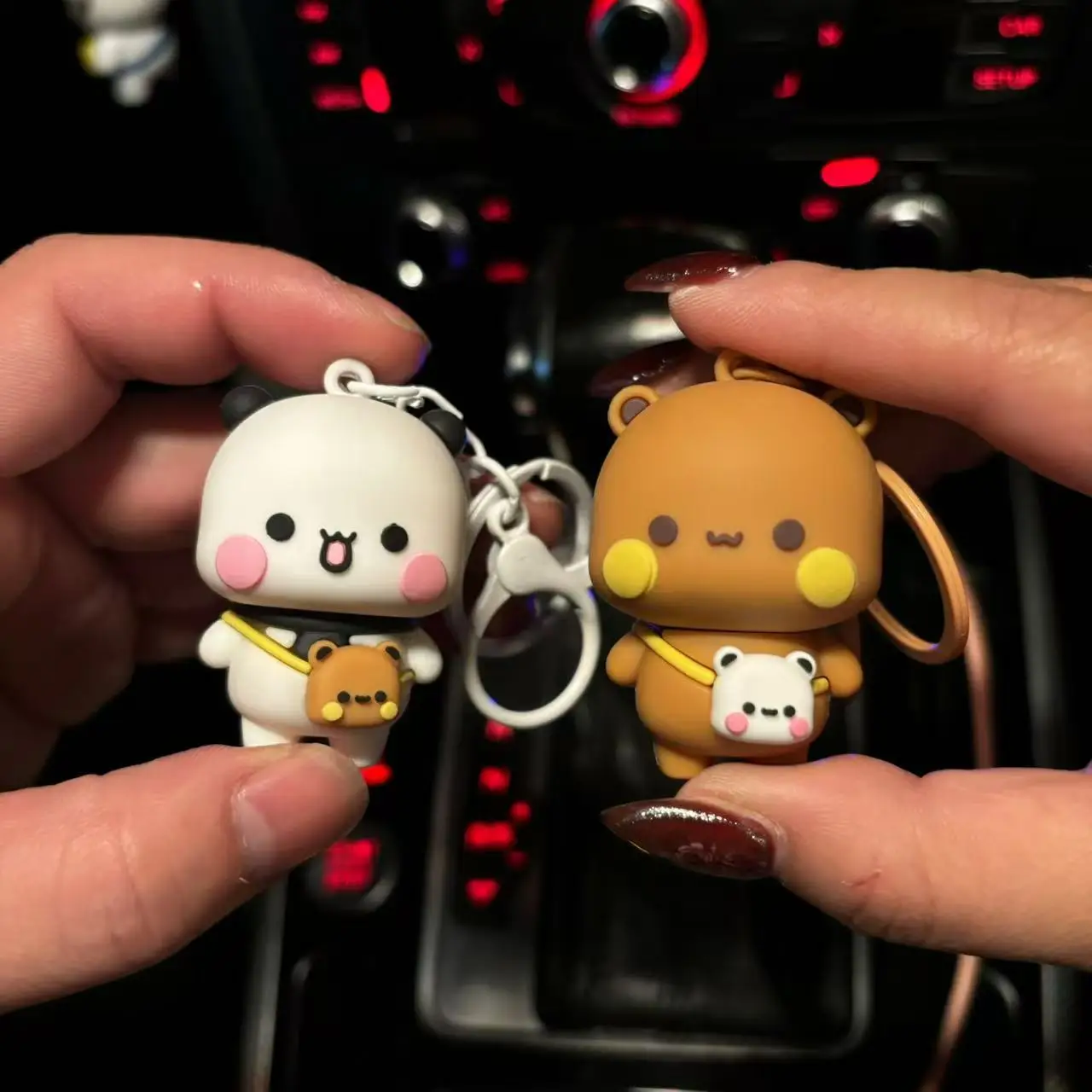 Yier Panda KeyChain Kawaii Bubu Dudu Doll Anime Key chains Figure Toy Backpack Hanging Ornaments cute Pendant Mobile Phone Chain