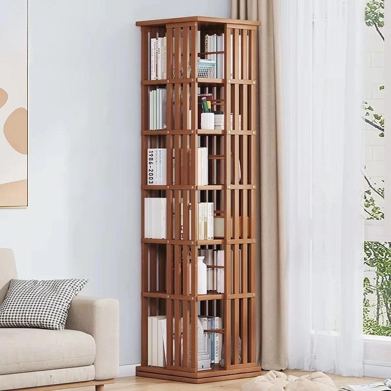 360-Degree rotating bookshelf Large-capacity rotating bookcase is suitable for small apartments