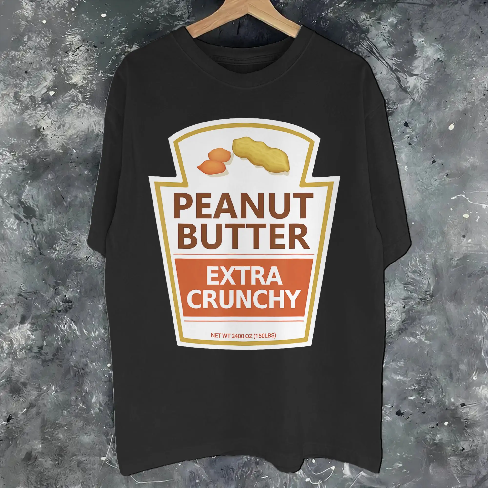 Men Women Lazy Costume Tees- Peanut Butter Extra Crunchy for Halloween  Shirt 100% Cotton Printed Tee Shirts  Clothing Outfits
