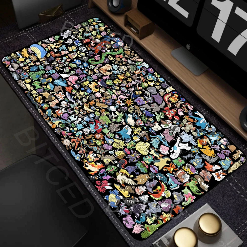 Kunstvolle Anime-Mausunterlage, Farbenfrohe Gamer-Tastaturmatte, P-Pokémon Tastaturteppich, Rutschfeste PC-Zubehör Schreibtischunterlage