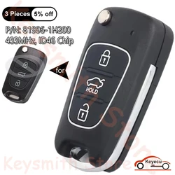 KEYECU 3 Buttons 433MHz ID46 Chip for Kia Ceed 2009 2010 Auto Upgraded Flip Remote Control Key Fob P/N: 81996-1H200 OKA-185T