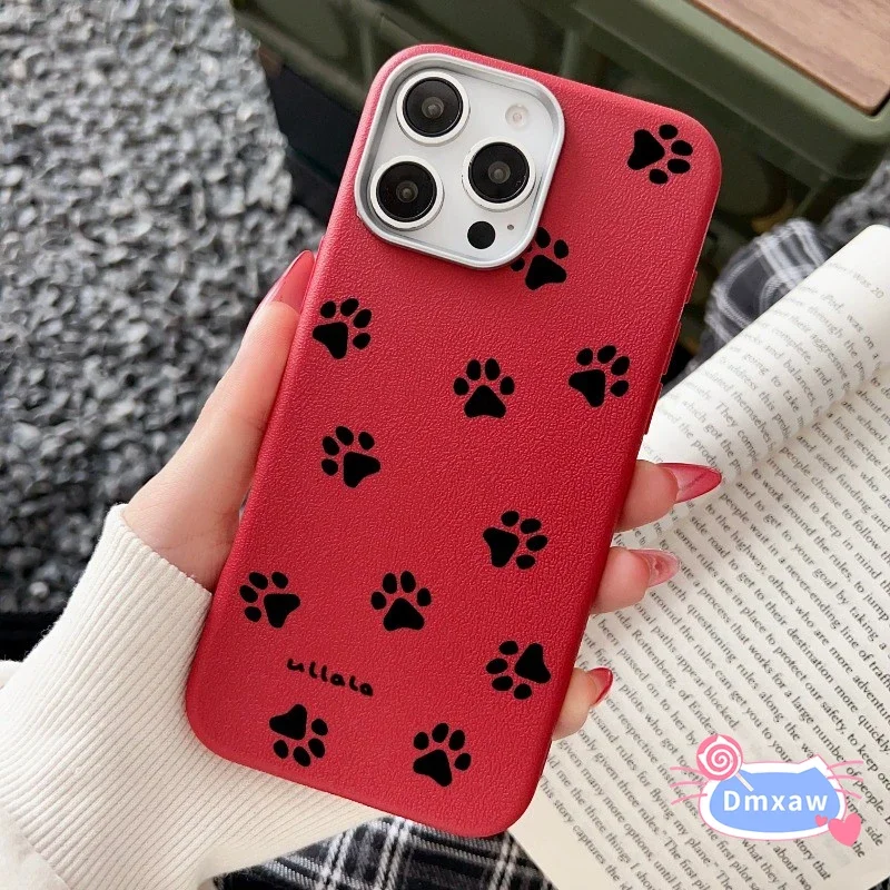 For Xiaomi 15 14T Pro For Mi 11 Lite 11X Pro 5G 4G Phone Caser Paw Prints Leather Cute Simple Cartoon Shockproof Soft Cover