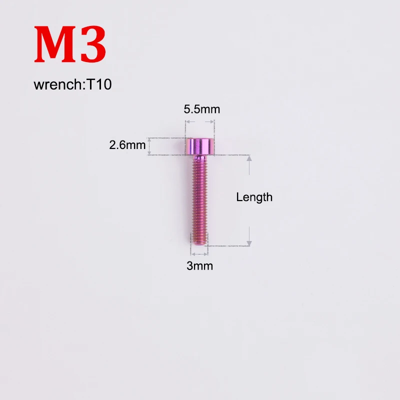 1pc Titanium Bolt M3 M4 X 6 8 10 12 14 15 16 18 20 25mm Inner Plum Cylinder Head Screws for Bicycle Accessories